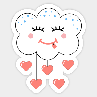 Cute Kawaii Sky With hearts Sticker